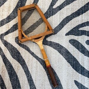 Vintage Macgregor Tennis Racquet Flight Master Sport Wood Frame with Brace Decor